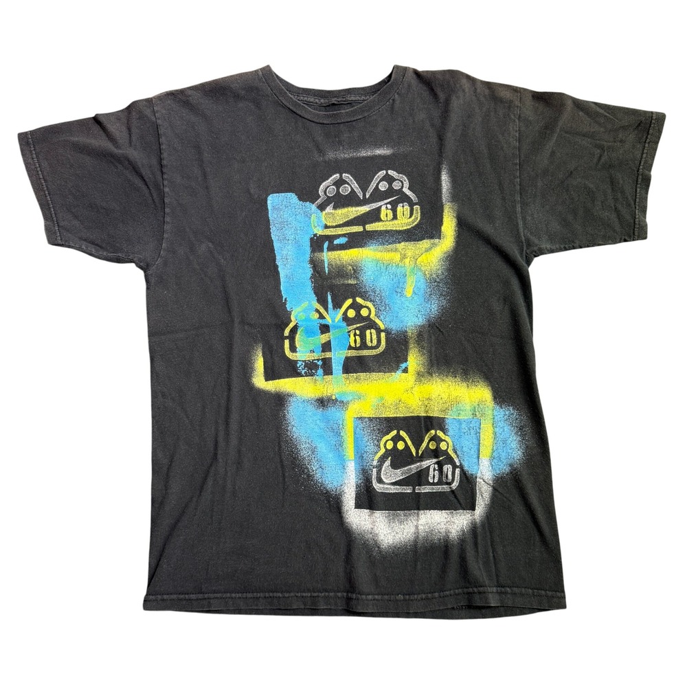 Nike 6.0 Mens Graphic T-Shirt Black Spray Paint Logo Skateboard Tee Size M